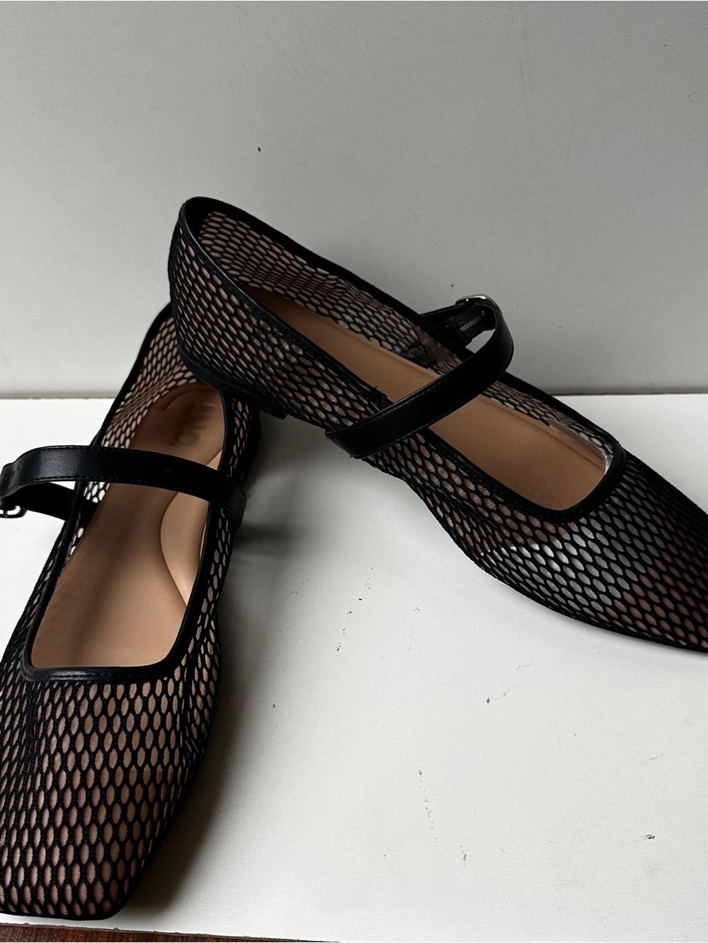 INC International Concepts Black Mesh Mary Jane Flats Women's Size 12 M